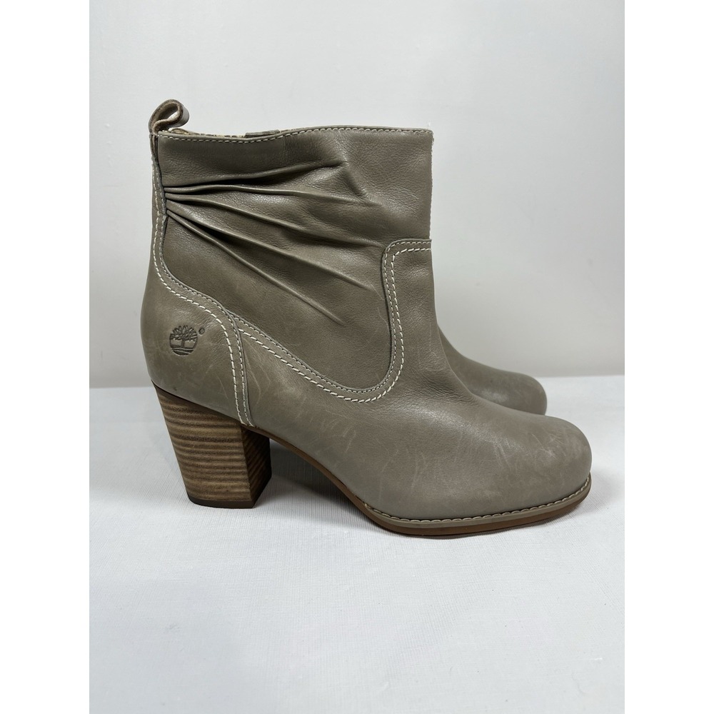 Timberland Womens 8.5 Earthkeepers Ankle‎ Taupe Leather Boots Heel Bootie 28654M